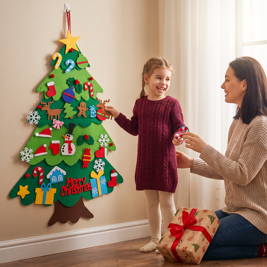 Kids’ DIY Felt Christmas Tree with Decorative Ornaments