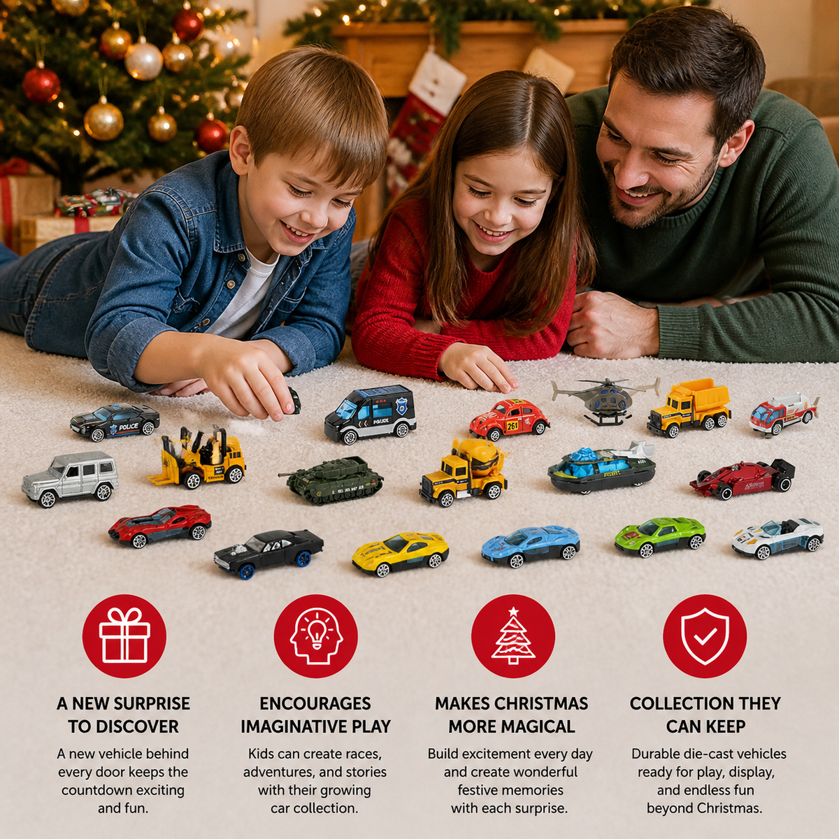 Christmas Die-Cast Car Advent Calendar for Kids