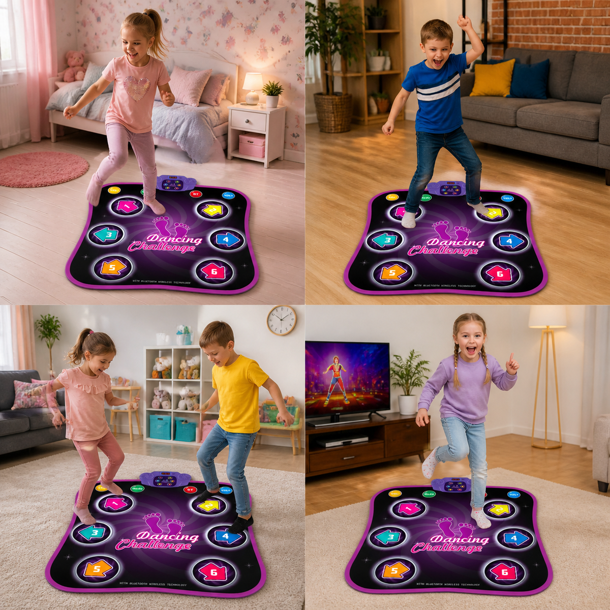 Kids’ Light-Up Bluetooth Dance Mat with 5 Game Modes