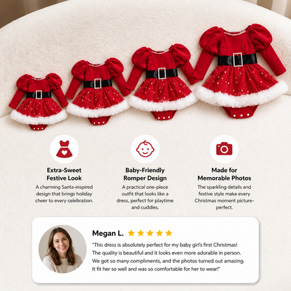 Baby Girl’s My First Christmas Long-Sleeve Romper Dress