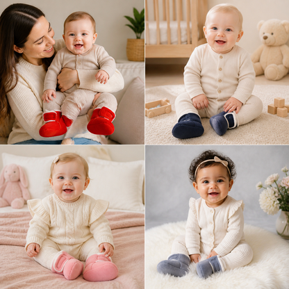 Warm & Cozy Plush Baby Booties with Soft, Non-Slip Soles