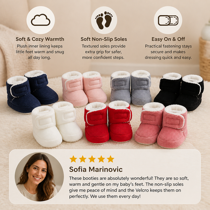 Warm & Cozy Plush Baby Booties with Soft, Non-Slip Soles