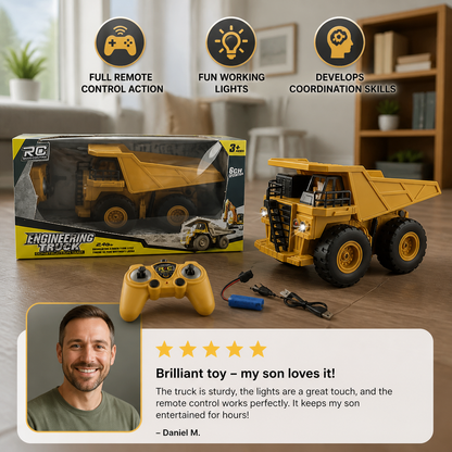 Remote-Controlled Dump Truck with Lights – Construction Vehicle Toy