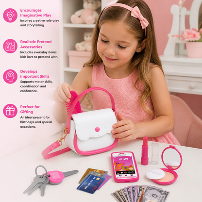 Kids Pretend Play Handbag Set with Phone, Makeup & Accessories