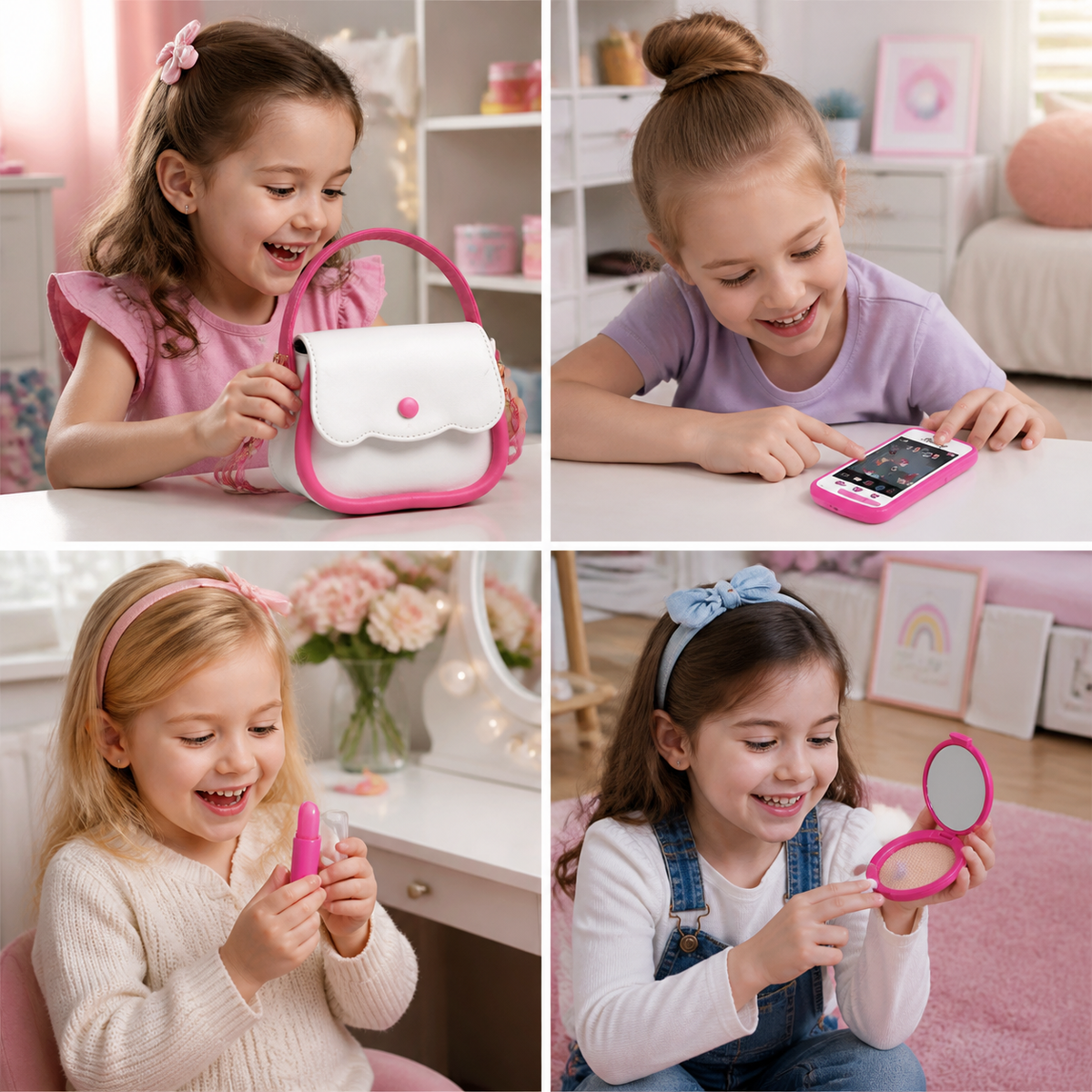 Kids Pretend Play Handbag Set with Phone, Makeup & Accessories