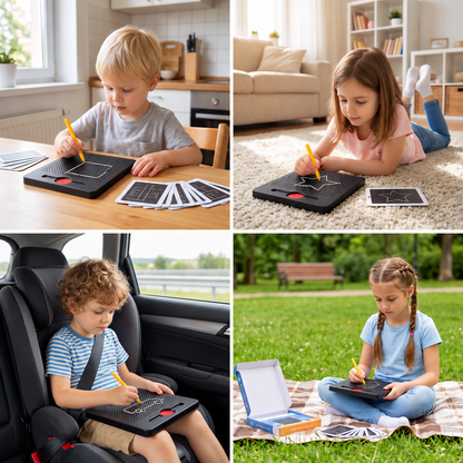 2-in-1 Magnetic Writing & Drawing Board with Snap-On Shape Tiles for Kids