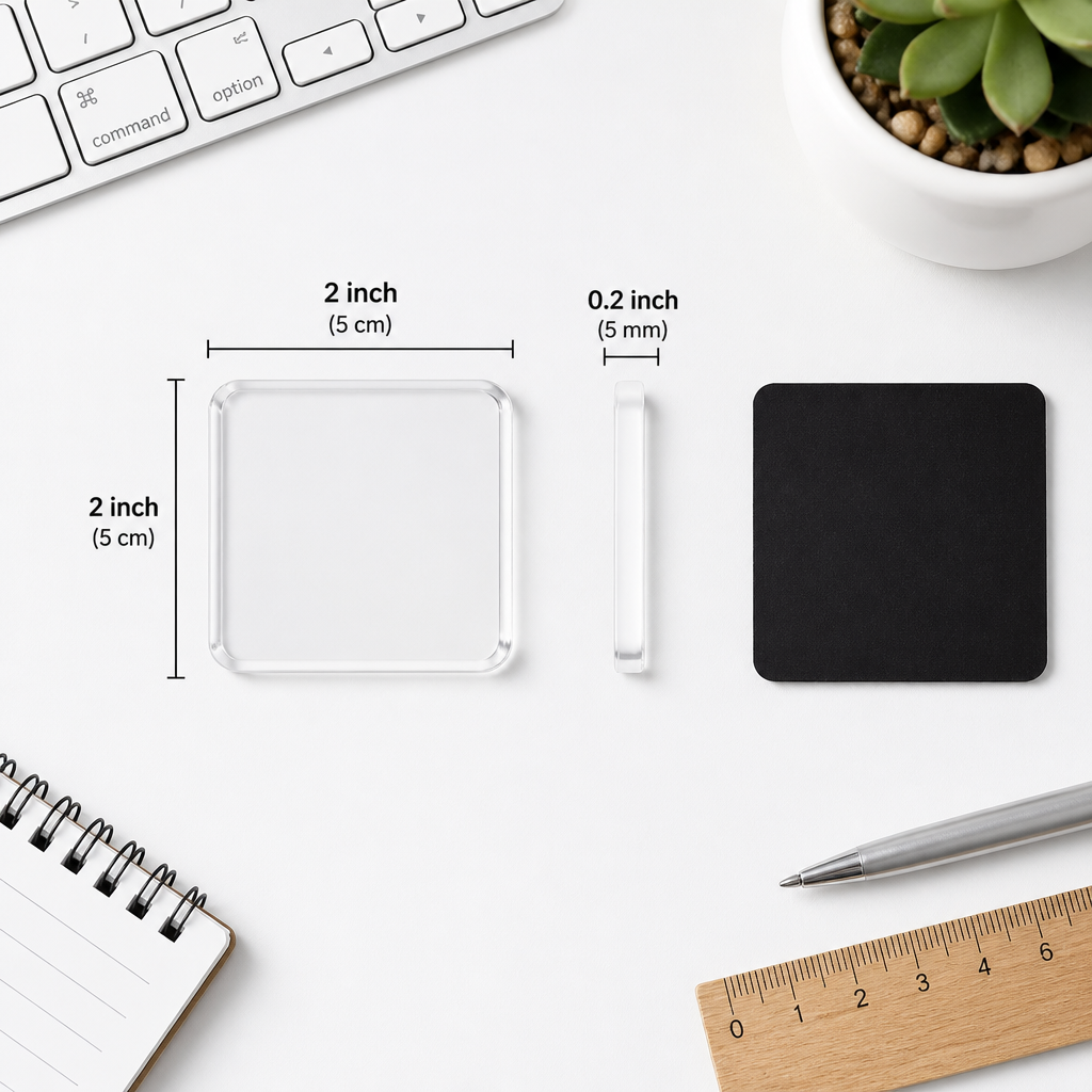 Clear Acrylic Magnetic Photo Frames with Adhesive Backing Set of 5