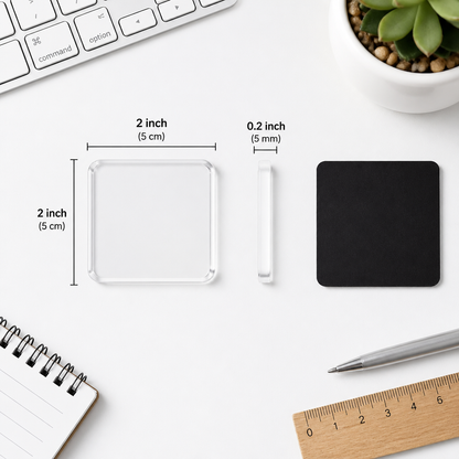 Clear Acrylic Magnetic Photo Frames with Adhesive Backing Set of 5