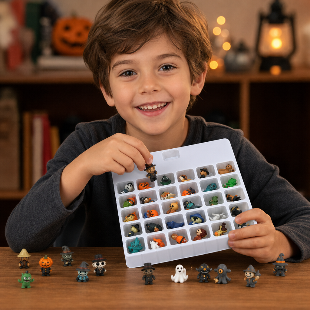 Halloween Countdown Calendar with Surprise Horror Mini Figures & Charms