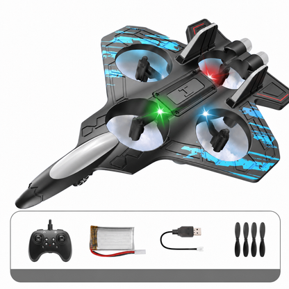 Durable Foam RC Fighter Jet Drone for Indoor & Outdoor Flying – 360° Flips & LED Lights