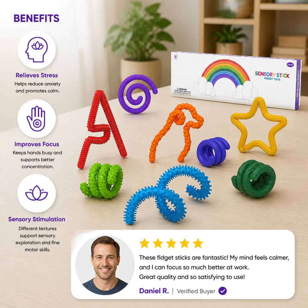 Sensory Fidget Sticks – Soothing Twisty Toys for Stress Relief