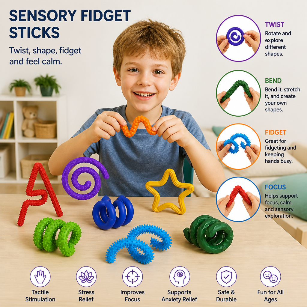 Sensory Fidget Sticks – Soothing Twisty Toys for Stress Relief