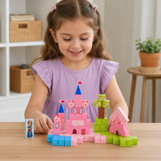 Montessori Princess Dream Castle Magnetic Building Cubes Set
