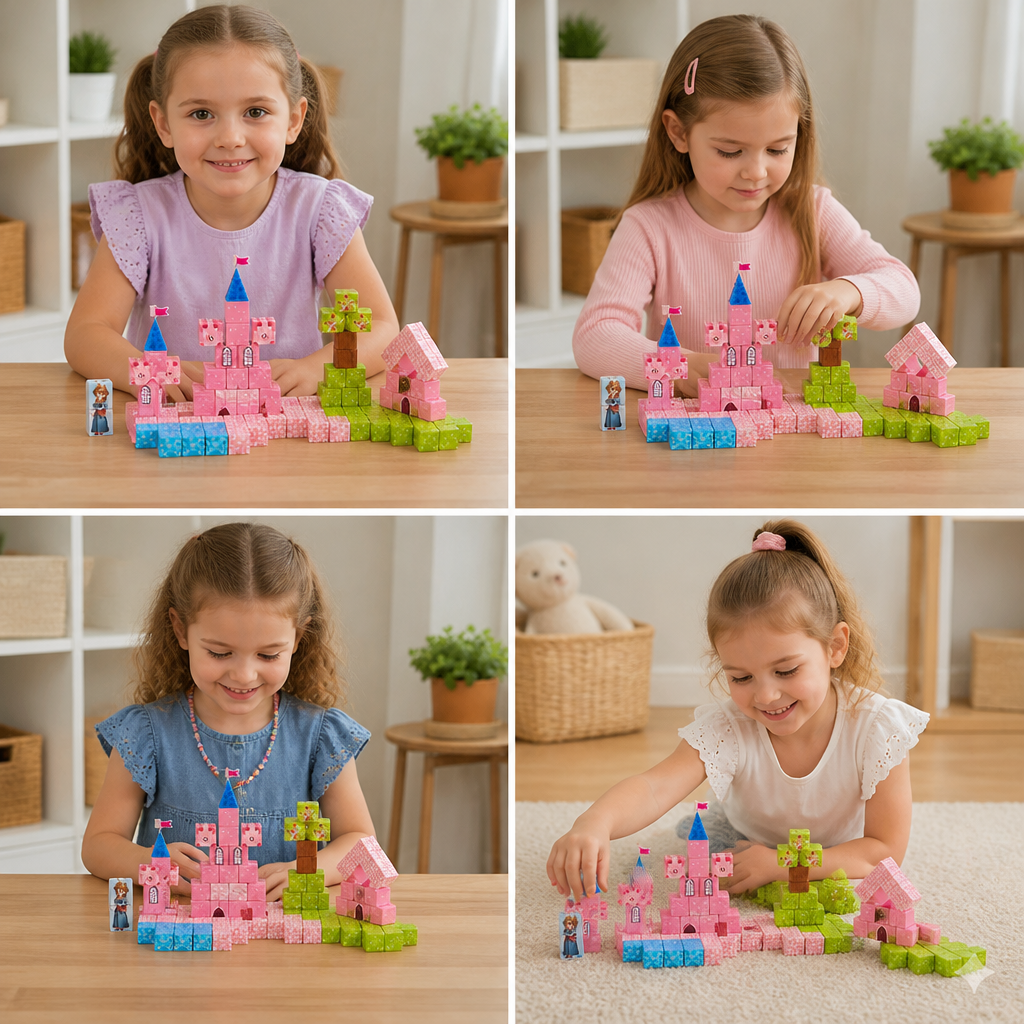 Montessori Princess Dream Castle Magnetic Building Cubes Set