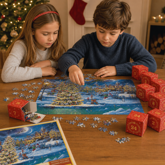 Christmas Jigsaw Puzzle Advent Calendar – 1008-Piece 24-Day Countdown Puzzle Set