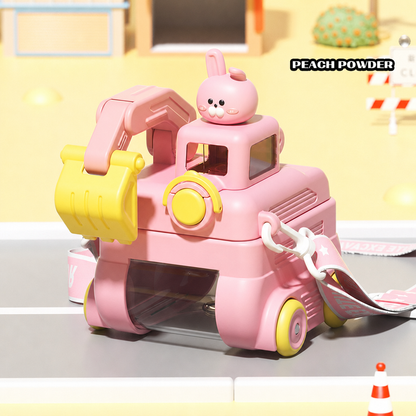 TinyExcavators Excavator-Shaped Water Bottle with Straw for Kids