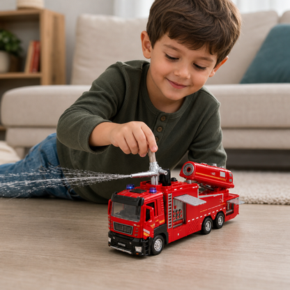 Pull-Back Fire Truck Toy with Water Spray, Lights & Sounds