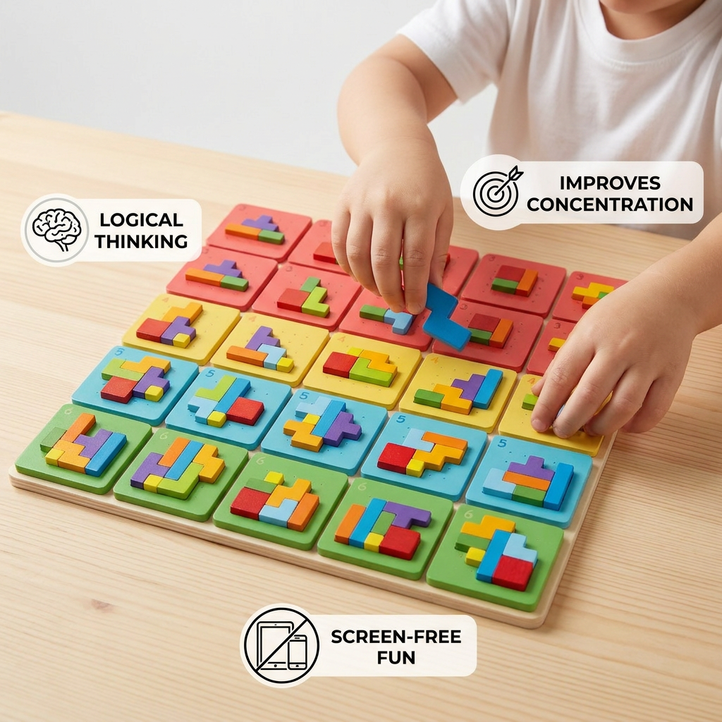 Wooden  Shape Matching Puzzle Family Game