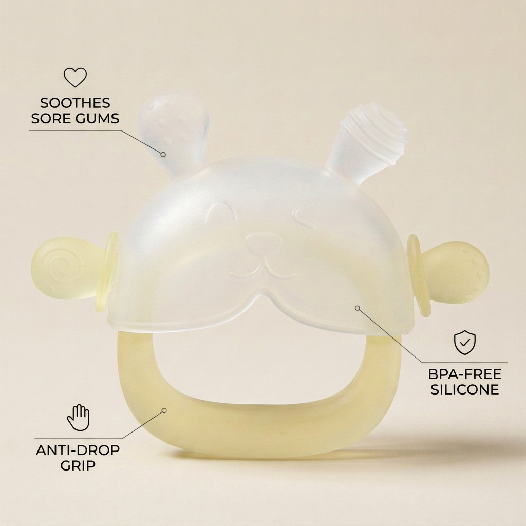 Bunny Baby Teething Mitten – Soft BPA-Free Silicone Gum Soother with Anti-Drop Wristband (3–18 Months)