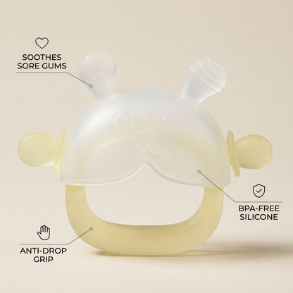 Bunny Baby Teething Mitten – Soft BPA-Free Silicone Gum Soother with Anti-Drop Wristband (3–18 Months)