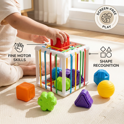 Montessori shapebox – sorting and motor skills game