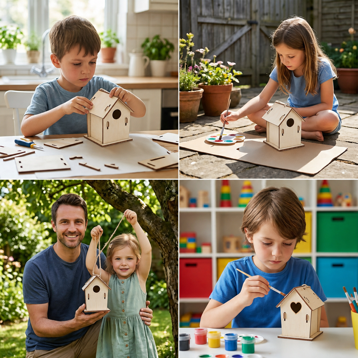 Colorful DIY Wooden Birdhouse Kit for Kids – Paint & Craft Set