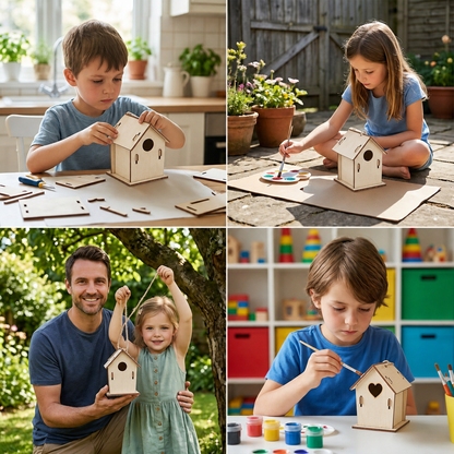 Colorful DIY Wooden Birdhouse Kit for Kids – Paint & Craft Set