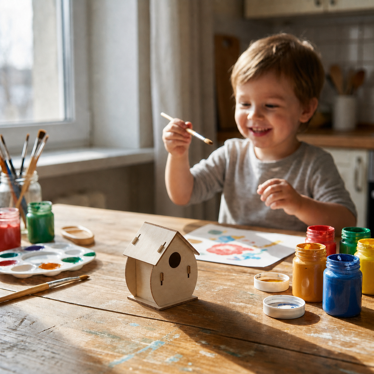 Colorful DIY Wooden Birdhouse Kit for Kids – Paint & Craft Set