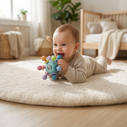 Sensory Baby Activity Ball with Silicone Teether and Rattle