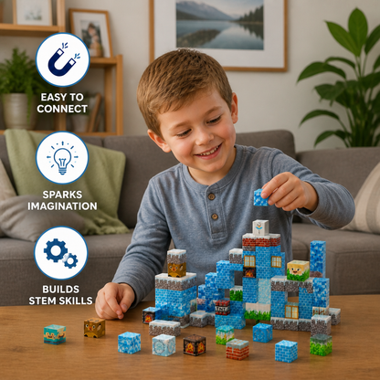 100-Piece Magnetic Building Cube Set – Montessori STEM Construction Toy for Kids