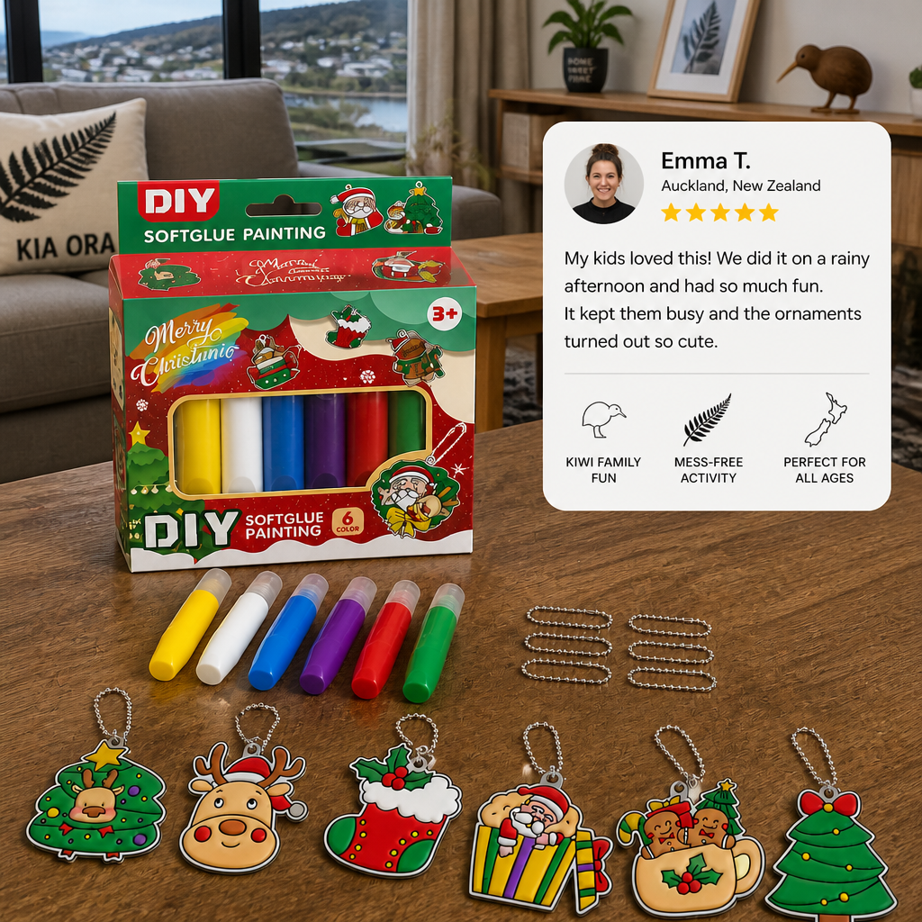 DIY Christmas No-Bake Glue Painting Ornament Craft Kit for Kids