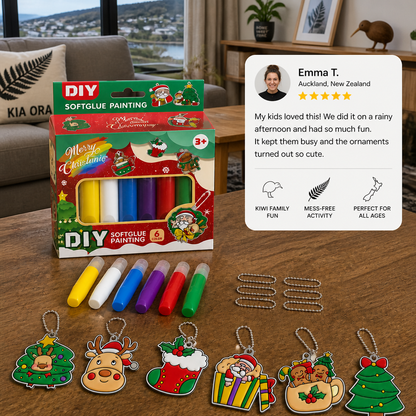 DIY Christmas No-Bake Glue Painting Ornament Craft Kit for Kids
