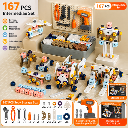 Kids’ DIY Tool Kit with Electric Drill – STEM Building Playset