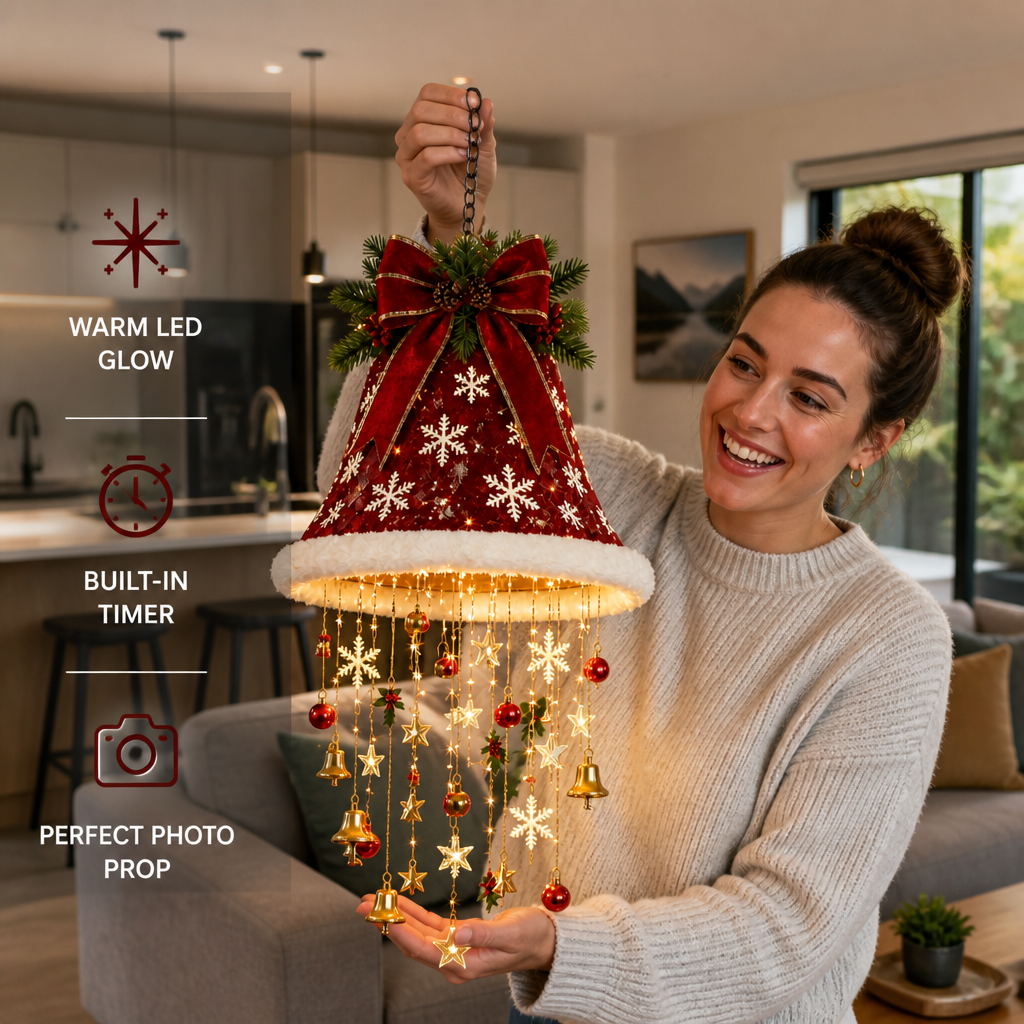Christmas Santa Hat Lights with LED String Decorations