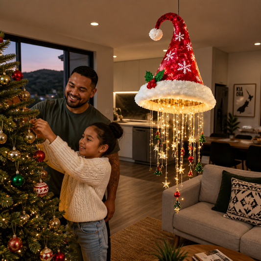 Christmas Santa Hat Lights with LED String Decorations