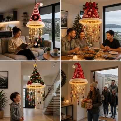 Christmas Santa Hat Lights with LED String Decorations