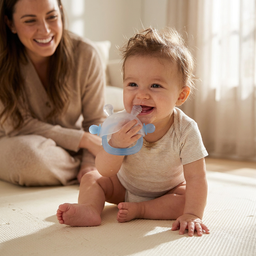 Bunny Baby Teething Mitten – Soft BPA-Free Silicone Gum Soother with Anti-Drop Wristband (3–18 Months)