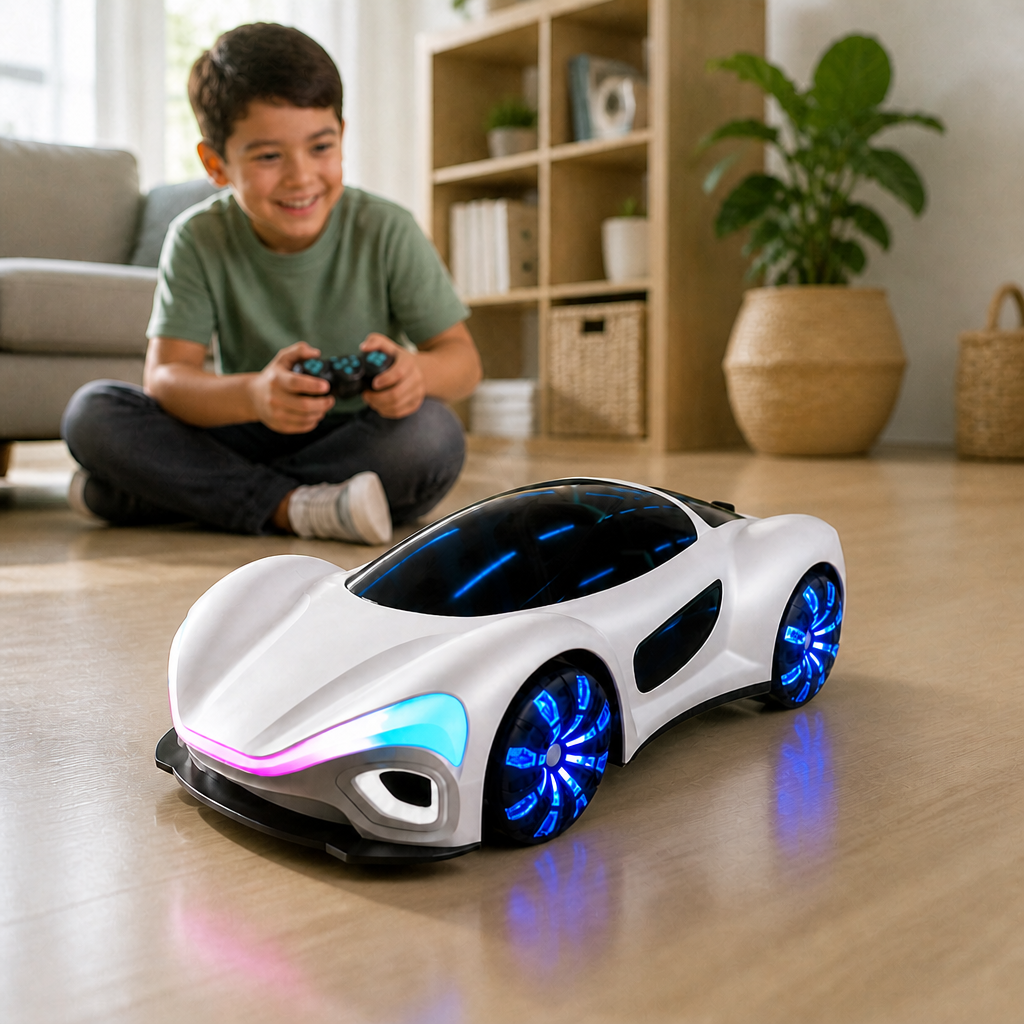 Light-Up RC Drift Car with Spray Effect & Charging Station