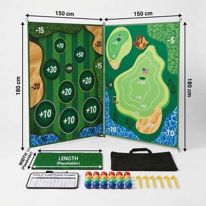2in1 Golf Training & Play Set – Indoor & Outdoor Swing Mat with Target Wall & Club