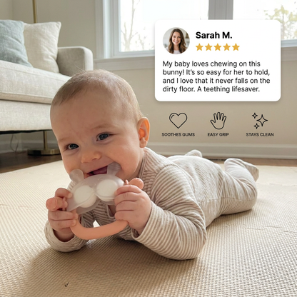 Bunny Baby Teething Mitten – Soft BPA-Free Silicone Gum Soother with Anti-Drop Wristband (3–18 Months)