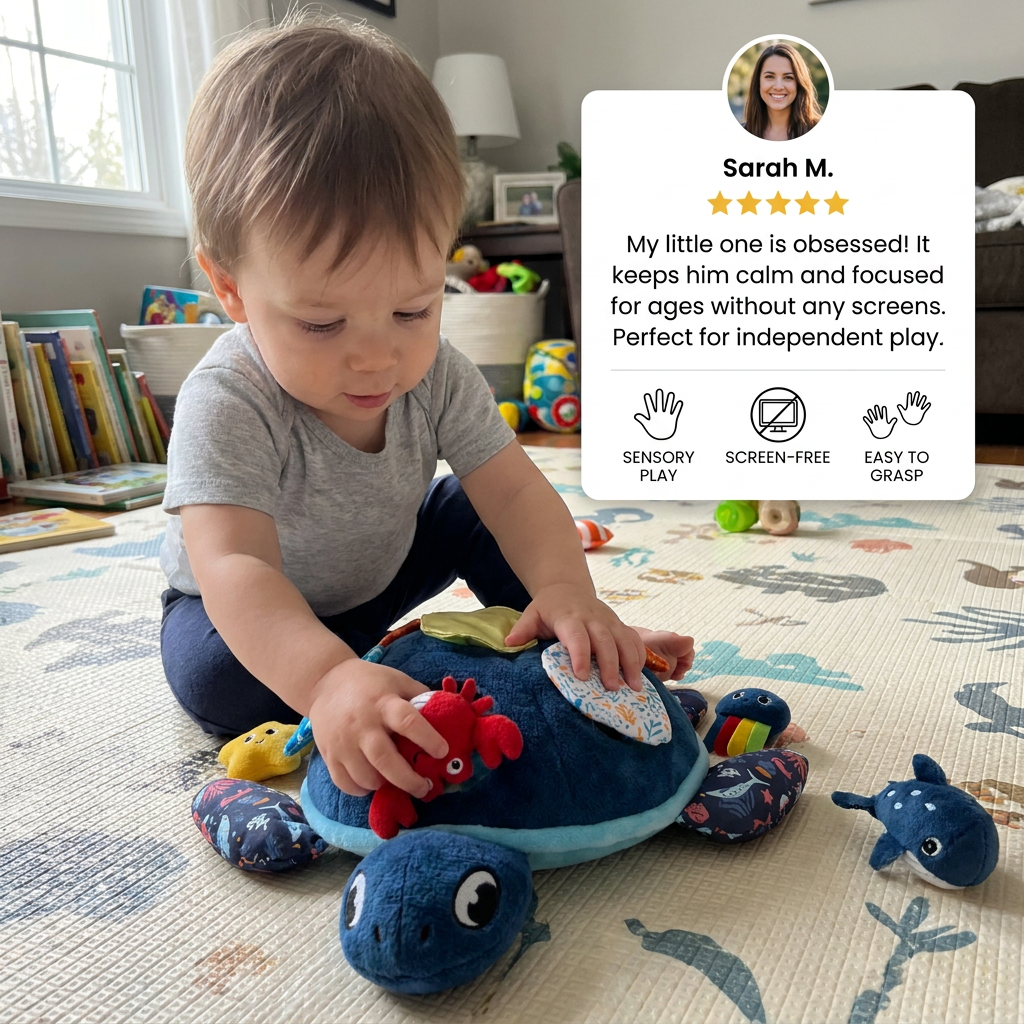 Montessori Turtle Activity Toy – Soft Sensory Play for Kids