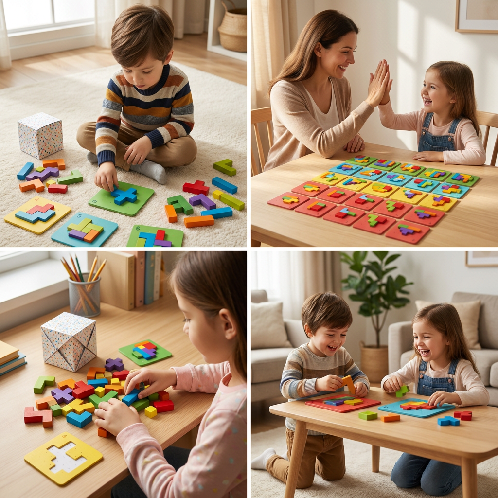 Wooden  Shape Matching Puzzle Family Game