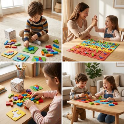 Wooden  Shape Matching Puzzle Family Game