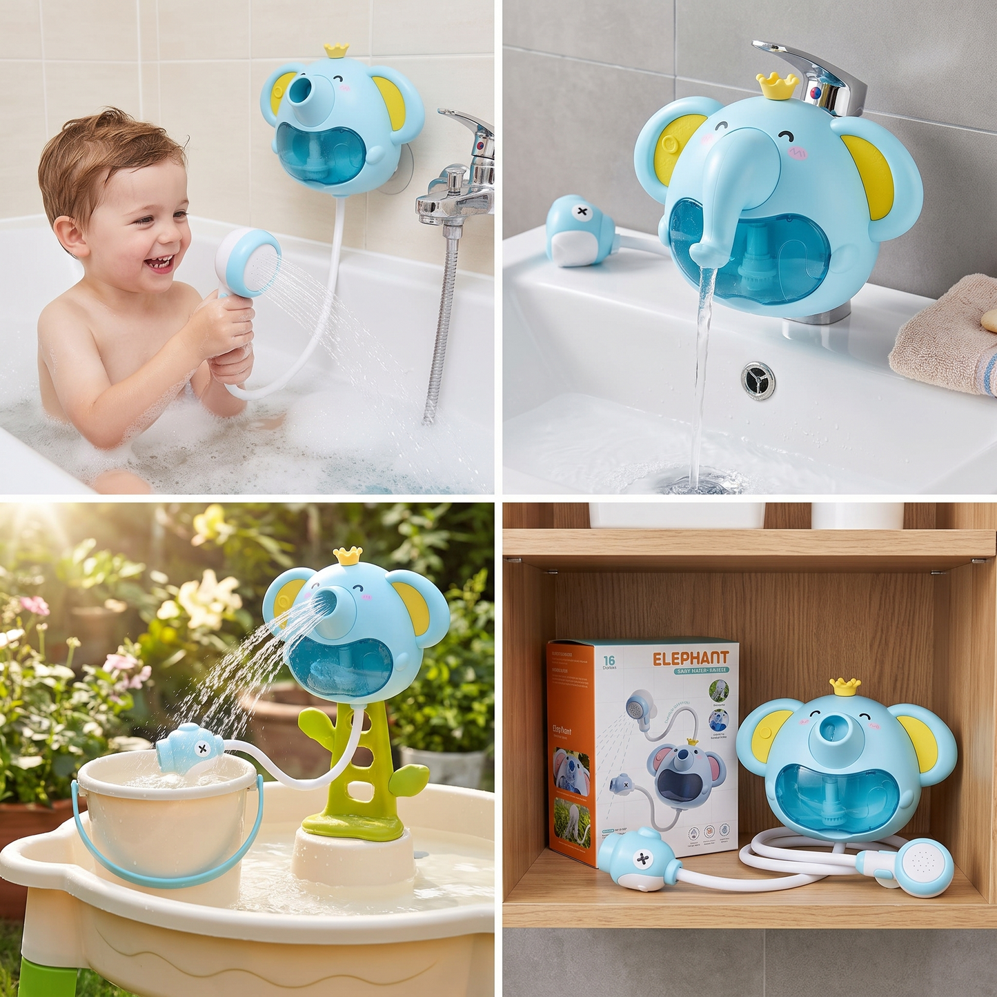 Musical Elephant Bubble Bath Toy with Shower Head