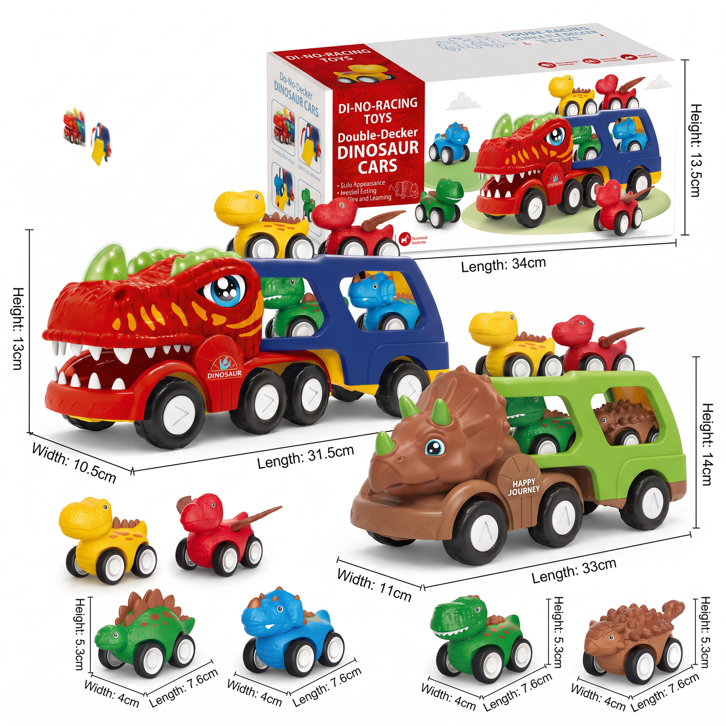 Dinosaur Transport Truck Toy Set with Mini Dino Cars