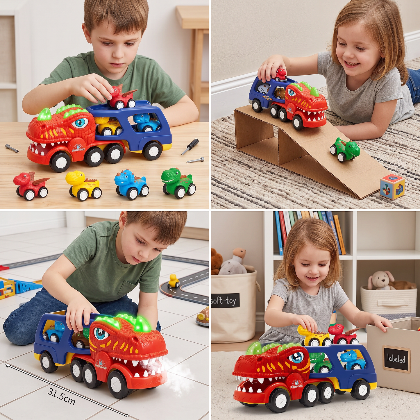 Dinosaur Transport Truck Toy Set with Mini Dino Cars