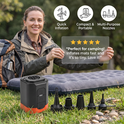 Portable Mini Air Pump with LED Light – Fast Inflate & Deflate