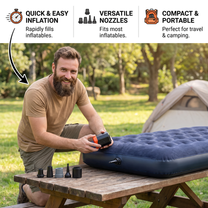 Portable Mini Air Pump with LED Light – Fast Inflate & Deflate