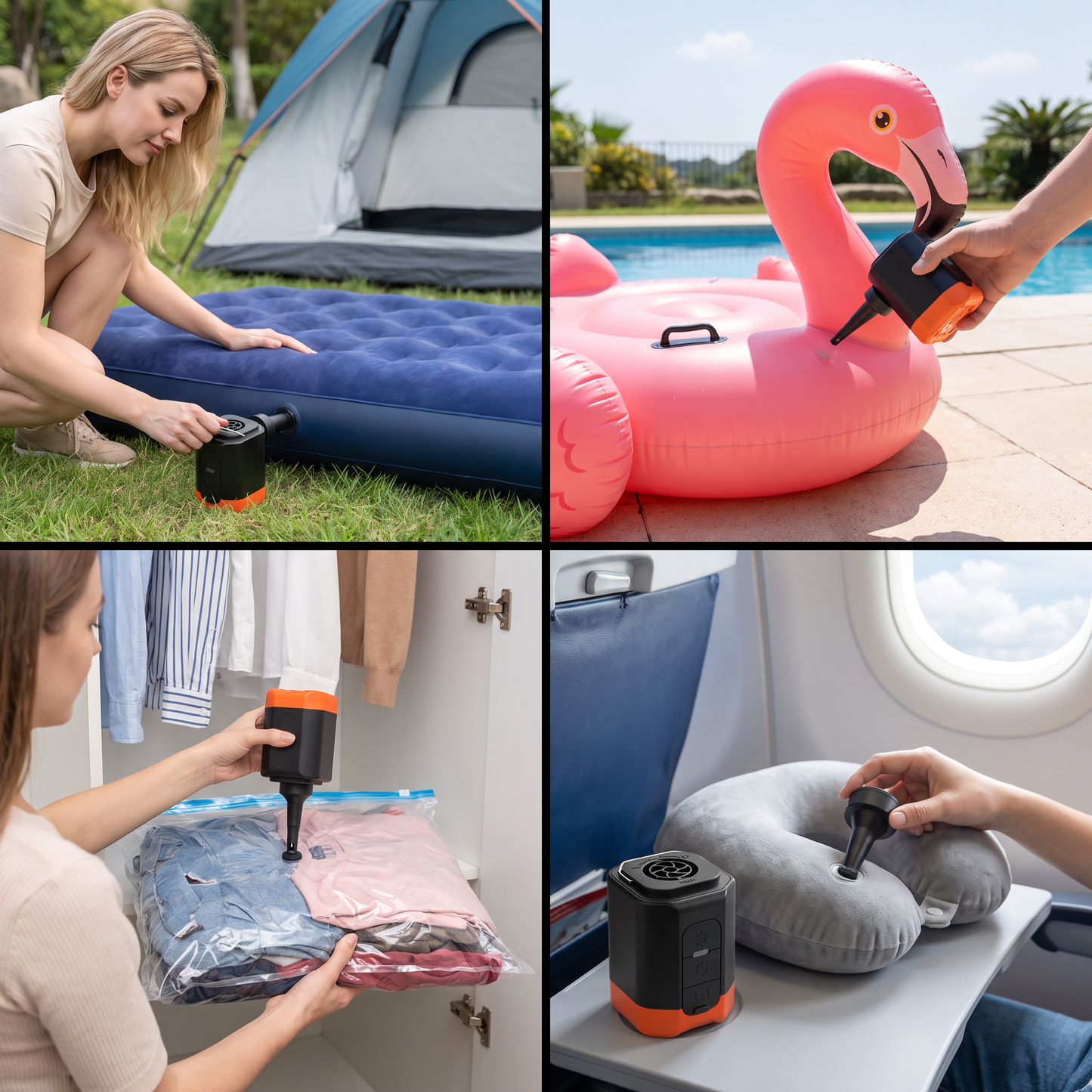 Portable Mini Air Pump with LED Light – Fast Inflate & Deflate