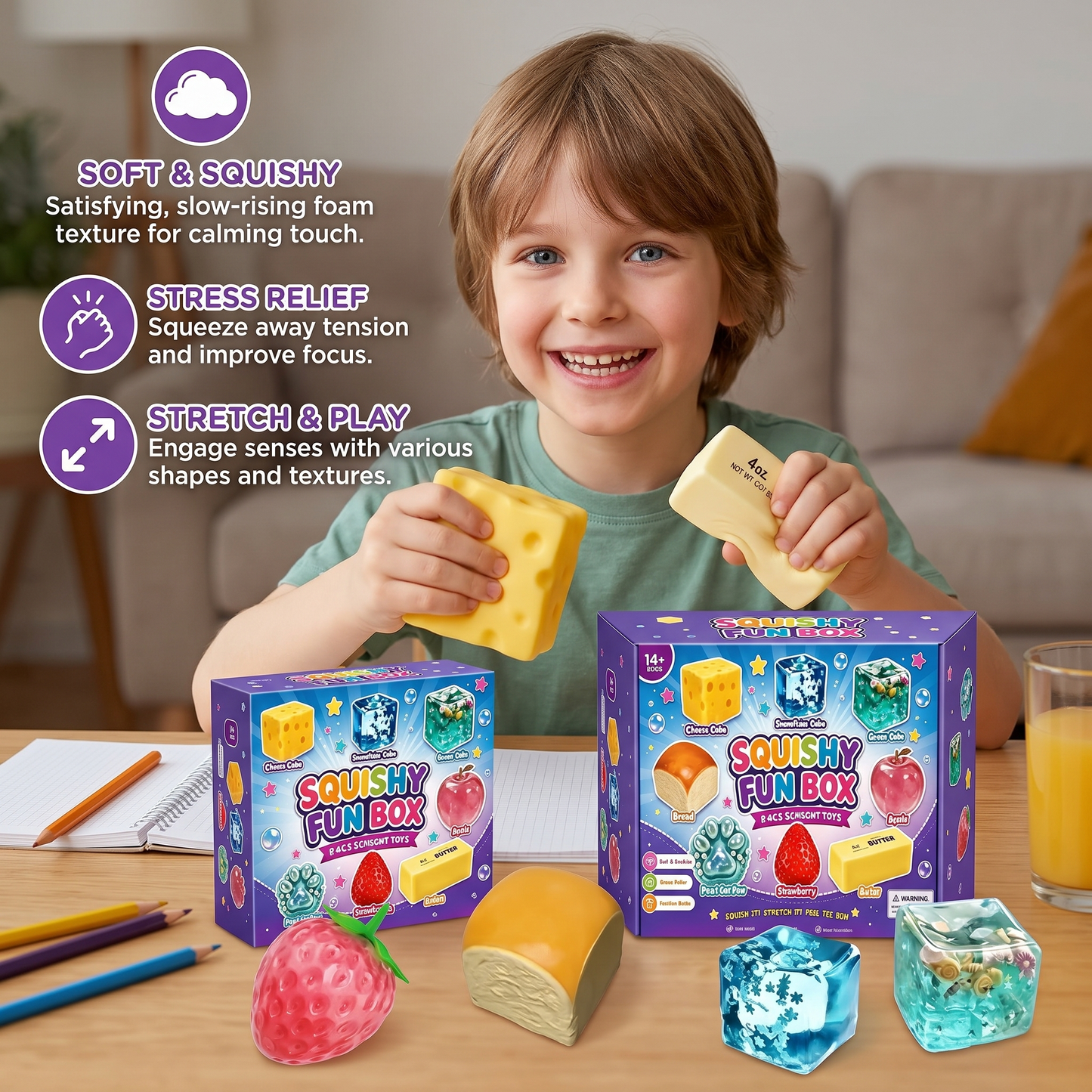 Premium Squishy Fidget Toy Set – 8 Sensory Toys